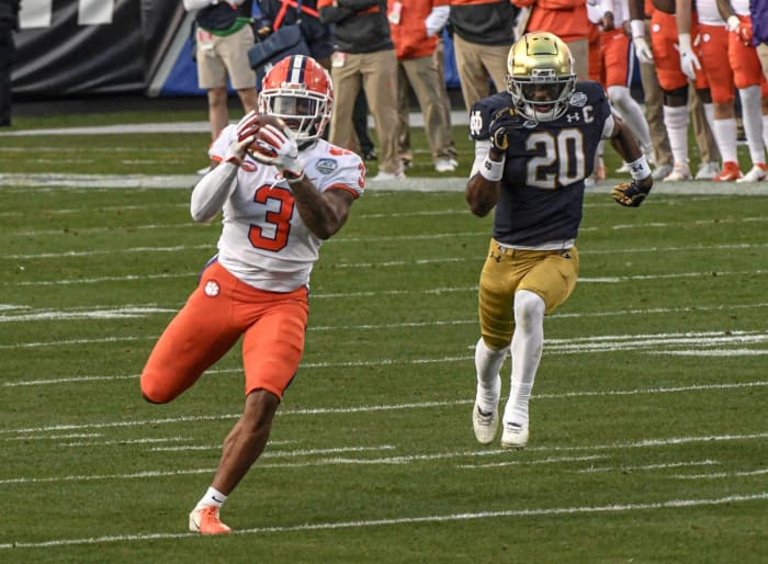 Rodgers catches a pass for a 67-yard touchdown against Notre Dame.